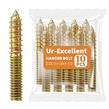 10 Pack 1/4-20 x 1-1/2 Inch Hanger Bolts Double Headed Bolts Self-Tapping Screw Hanger Bolts for Fur