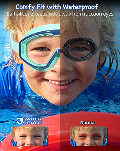Water Space 2 Pack Swim Goggles Swimming Goggles For Kids Youth Girls Boys Aged 3-6 4-7 6-14 8-12, Toddler Goggles Anti-Fog Waterproof Clear Anti-Fog Wide Vision, Pool Underwater Goggles No-Leaking #TOP4