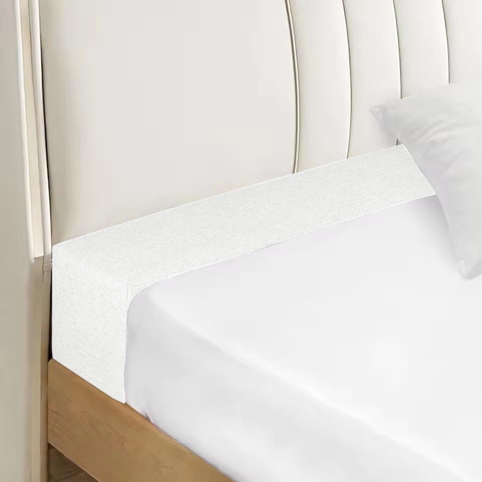 Bed Gap Filler Pillow Double/Single King Size, High-Density Bed Crack Filler with Removable Cover, Mattress Extender for Headboard Gap, Spacer Filler Between Mattress and Wall(White,160x10x20cm)