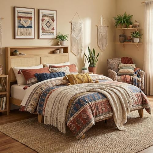 GAOMON King Bed Frame with Storage & LED Light