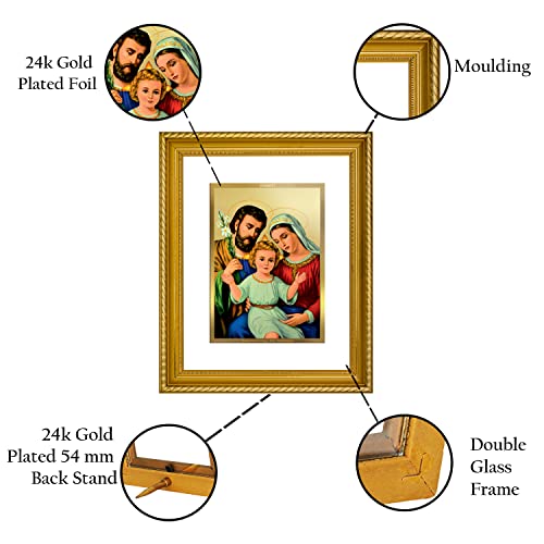 Image of Diviniti Holy Family Gold Plated Wall Photo Frame, Table Decor| DG Frame 056 Size 2.5 and 24K Gold Plated Foil| Religious Photo Frame Idol For Prayer, Gifts Items (28 CM X 23 CM)