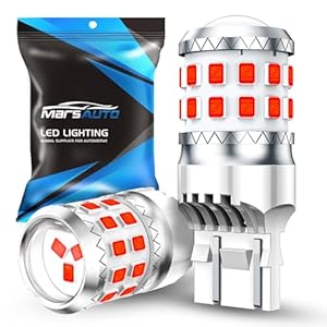 Marsauto Upgraded 7443 7440 Red LED Bulbs for Brake Tail Lights, T20 W21W 7441 7444 LED Replacement with Projector for Parking Stop Signal Lights, 500% Brighter Pack of 2