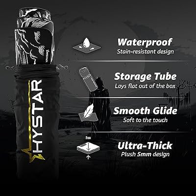 Hystar Extended Gaming Mouse Pad | XXL 36 x 16 | 5mm Thick, Waterproof Surface, Smooth Polyester Fabric, and Natural Rubber Base | Death