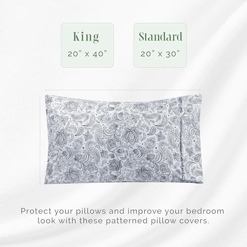 Elegant Comfort 01EL-PAISLEY-PCASE-KING-NAVY Ultra Soft Set Of 2 Floral Print Pillowcases - 1500 Premium Hotel Quality Microfiber, Soft And Smooth Envelope Closure 2-Piece Pillow Covers - King, Paisley Navy thumb #1