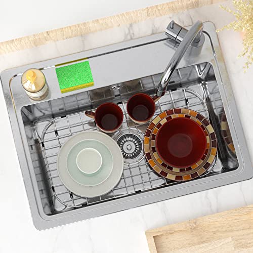Sink Protector Grid Protector Kitchen Sink Grates, Centered Drain with Corner Radius, Sink Bottom Grid for Kitchen, 304 Stainless Steel Rust Resistant 26" X 14" by SlimmKISS - Used condition - Image 6