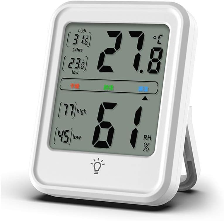 Easy Suction Cup Installation,Indoor weather station,Thermo-hygrometer,Room Thermometer Digital Indoor Hygrometer Monitor Temperature and Humidity Meter for Home Office (Square)