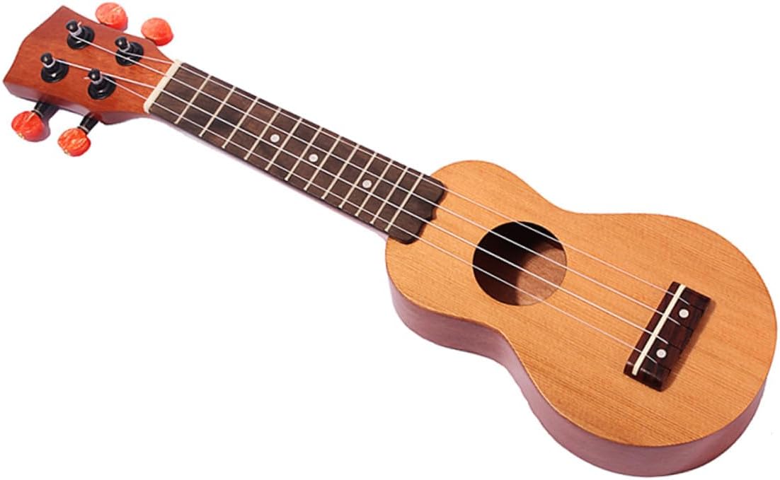 Luxshiny 4 Strings Mini Pocket Ukulele Soprano Hawaiian Wood Instrument with Solid Spruce Top and Laminated Sapele Back Traditional Shape for Beginners and Music Learning