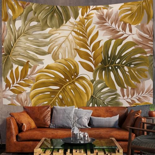 Tapisserie Monstera Morandi 230x150cm GSAEIMCT beige aquarelle pour déco murale salon