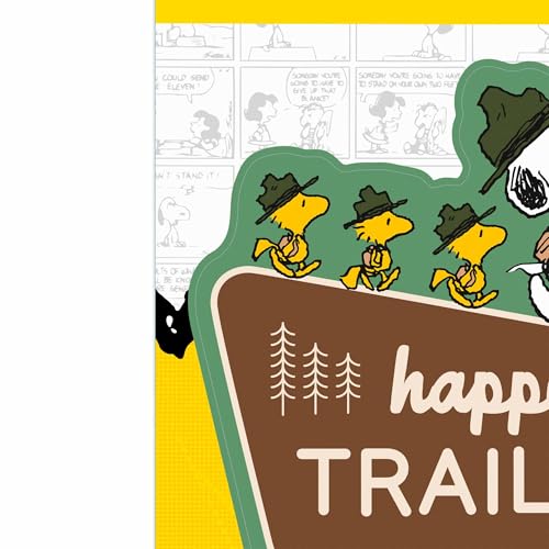 Image of Peanuts Snoopy Happy Trails Adhesive Vinyl Decal - Cute Snoopy Adventure Sticker for Car or Truck