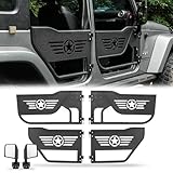 Tube Doors Tubular Half Doors with Side View Mirror Compatible with 2007-2018 Jeep Wrangler JK JKU Unlimited 4-Doors Safari Tubular Off Road Summer Trail Adventure