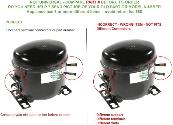 Refrigerator Compressor AP7185535, Compatible with Kenmore, Amana, Whirlpool, KitchenAid, Maytag, CKD185535X