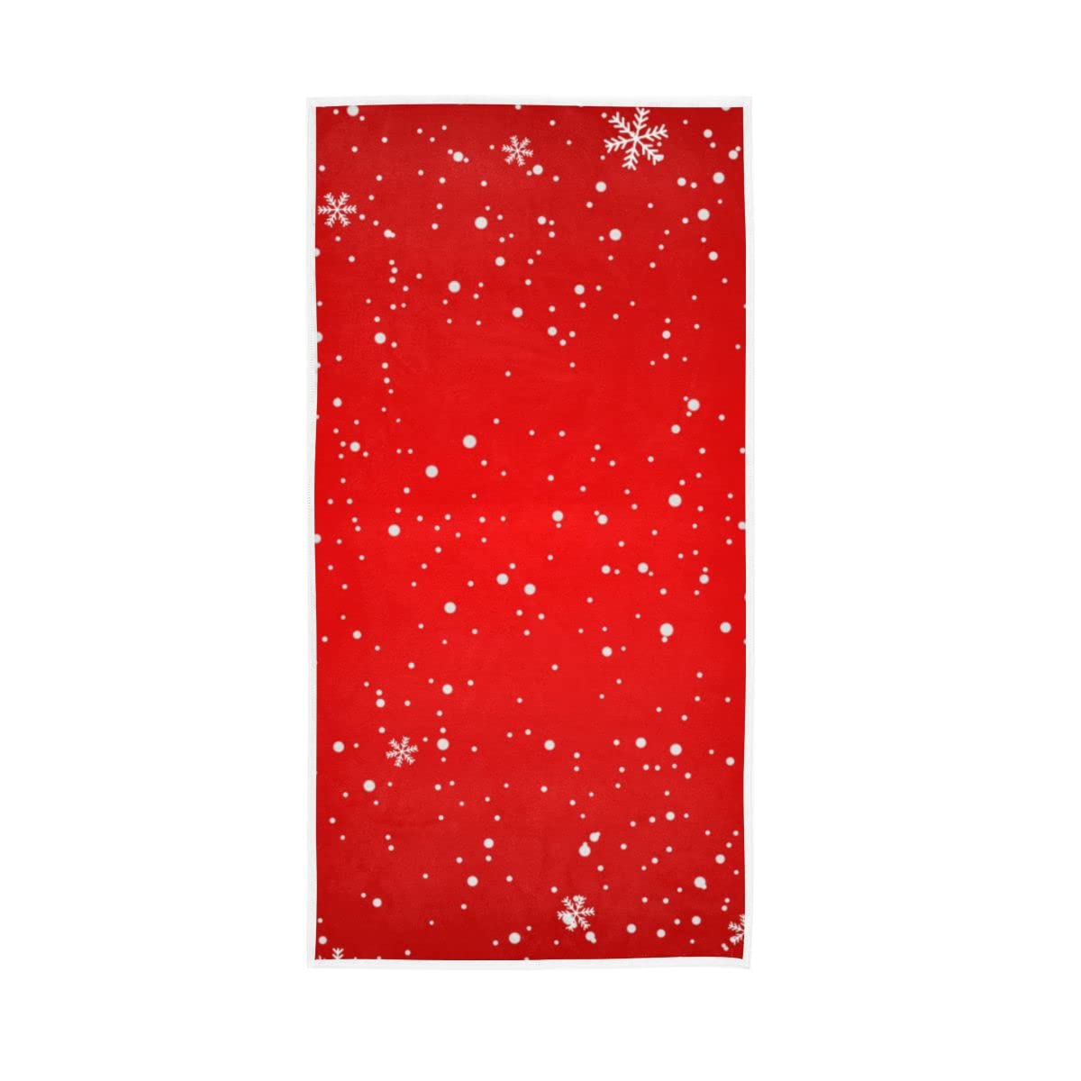 LSRCPD Snowflakes Red Christmas Soft Large Hand Towels Bath Towel for Bathroom Hotel Gym Spa 30"x15"