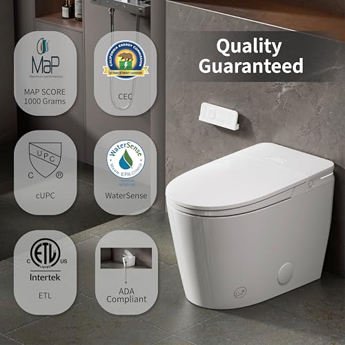 Image of Luxury Smart Toilet with Bidet Built in, Auto Open Close, Foam Shield