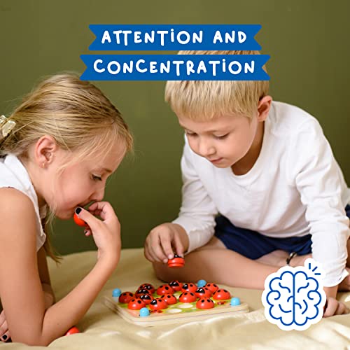 Nene Toys Ladybug’s Garden Memory Game – Wooden Memory Matching Game For Kids Age 3 4 5 Years Old – Family Board Games With 10 Fun Patterns – Educational Toy For Boys & Girls Cognitive Development #TOP4