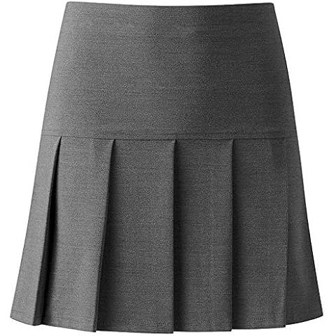 Ladies Children Girls Britini Back Zip All Round Uniform Skirt Pleated Back to School (Grey, 15-16 Years) Cover
