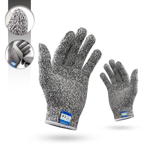 Image of FreshDcart Level 5 Anti-Cut Resistant Gloves With Cut Proof Safety - Ideal For Industrial And Kitchen Use, Free Size, Grey, Polyethylene, Pack Of 1