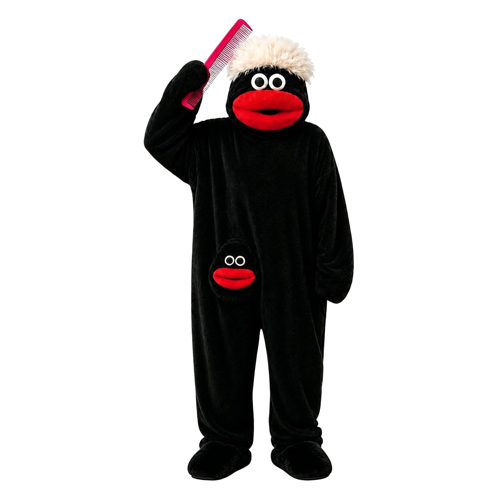 Funny Silly Onesie Kids Halloween Costume Hooded Jumpsuit Big Mouth Monster Funny Silly Onesie Kids Halloween Costume Hooded Jumpsuit Big Mouth Monster (A-4-Grey, 4-5 Years) — image 1