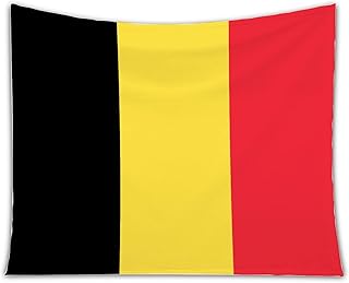 Mousus Belgium National Flag Wall Hanging Tapestry Belgium Tapestries Washable Vintage Bedspread Sheet Wall Decor Art for Farmhouse Home Bedrooms Living Rooms 71"x92"