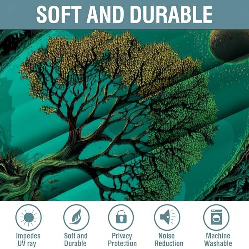Rideaux de cuisine anti froid couleur sarcelle pour bureau et maison - 7