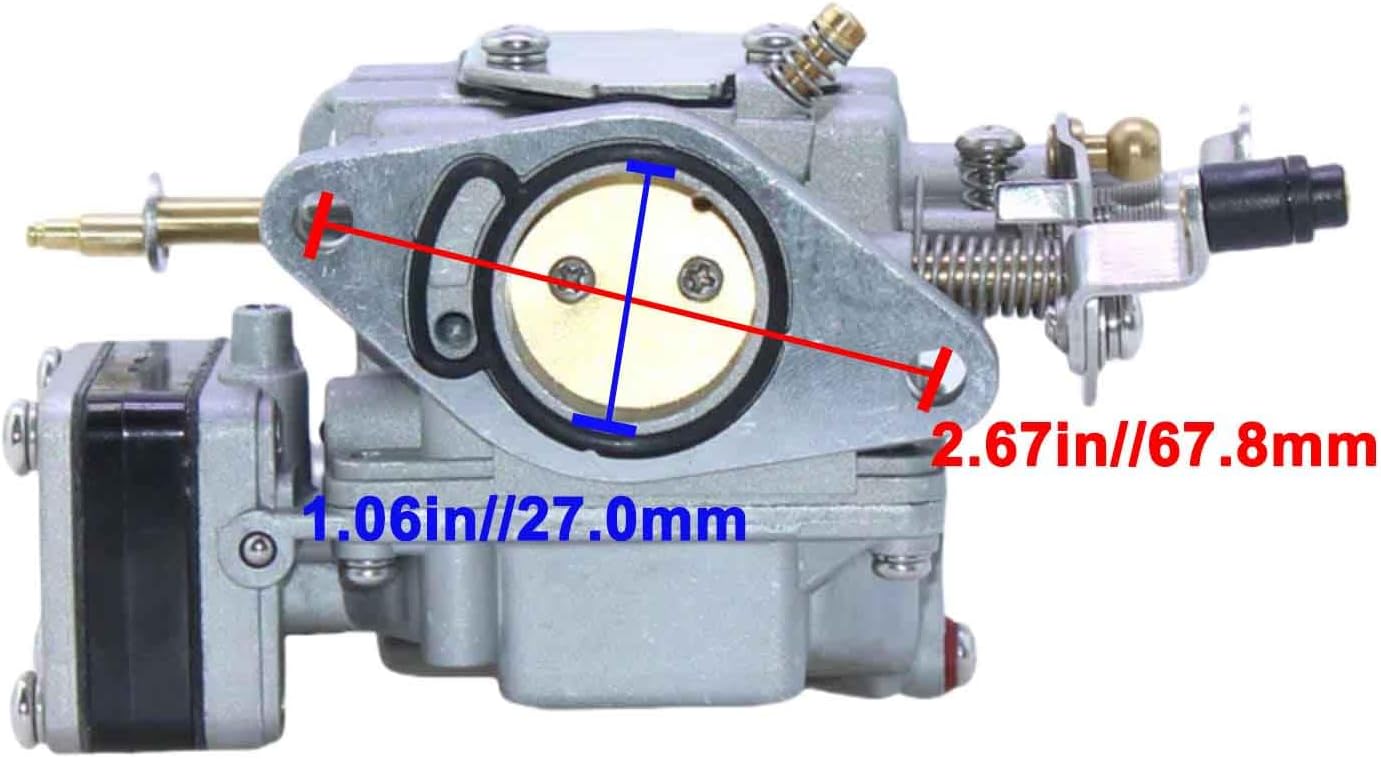 Boat Motor Carburetor Carbs Fit for Yamaha 2-Stroke 20HP 25HP Outboard Engine Replaces 6L2-14302-11，Flow to The Upper 6L2-14301-11 Carburetor
