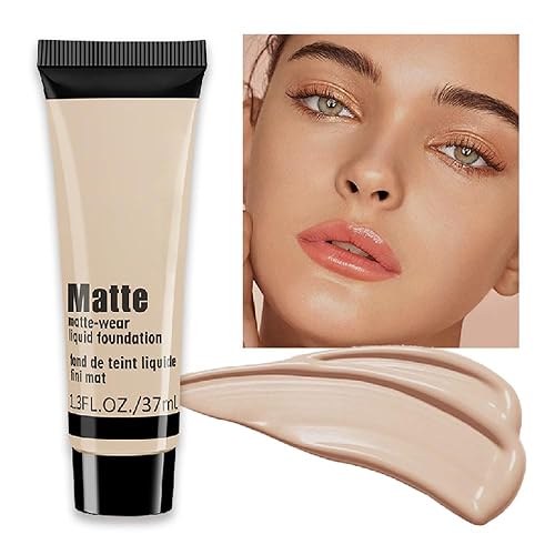 1 paquete de crema de base líquida para maquillaje de cara, corrector mate duradero de cobertura completa, control de aceite e imprimación base