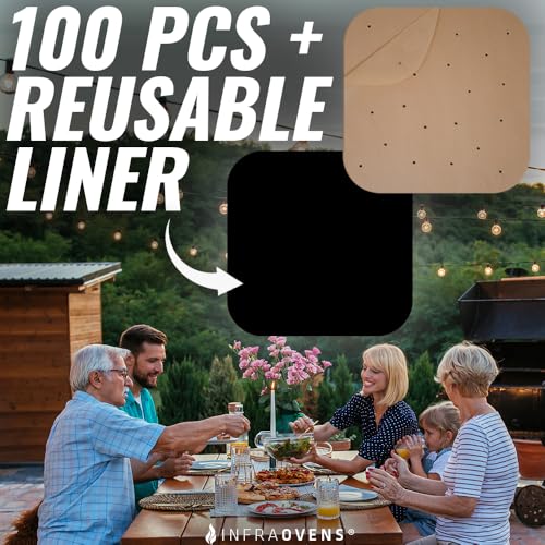 INFRAOVENS Air Fryer Parchment Paper for Ninja Air Fryer Pro 4-in-1 5 qt, Pro XL 6-in-1 6.5 QT Max Crisp, 100pcs Air Fry Accessories, Disposable Paper Liners for AF141, AF181 - Thumbnail 5