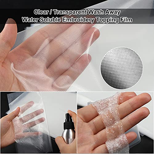 100 Sheets Wash Away Embroidery Stabilizer Water Soluble Embroidery Topping Film Transparent Water Soluble Stabilizer For Embroidery And Topping (12 X 10 Inch/ 30 X 25 Cm) #TOP2