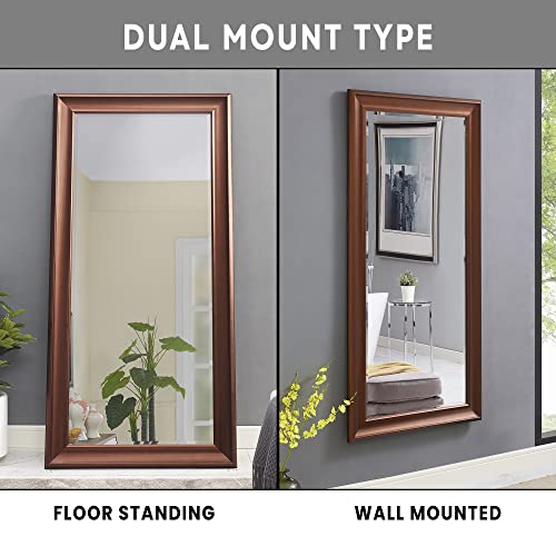 Naomi Home Framed Floor Mirror, 65"Lx31"W Full Length Mirror For Home, Leaning Mirror, Full Body Mirror For Bedroom, Large Mirror With Faux Wood Frame, Wall Mirror/Floor Mirror For Living Room- Bronze #TOP1