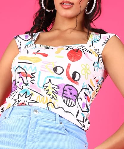 Image of POPWINGS Casual Crush Design Sweetheart Neck Sleeveless Tops for Women || Stylish Western Tops for Women || Summer Women Top