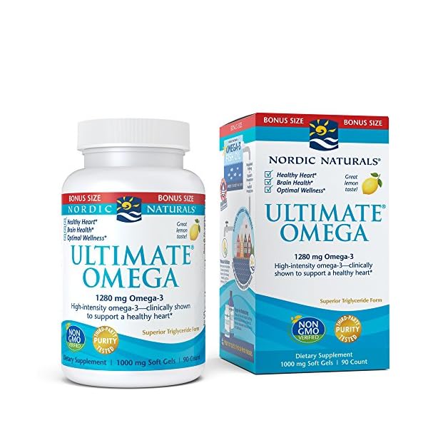 Nordic-Naturals-Ultimate-Omega-Lemon-Flavor-1280-mg-Omega-3-90-Soft-Gels-High-Potency-Omega-3-Fish-Oil-Supplement-with-EPA-DHA-Promotes-Brain-Heart-Health-Non-GMO-45-Servings Nordic Naturals Ultimate Omega, Lemon Flavor - 90 Soft Gels - 1280 mg Omega-3 - High-Potency Omega-3 Fish Oil Supplement with EPA & DHA - Promotes Brain & Heart Health - Non-GMO - 45 Servings