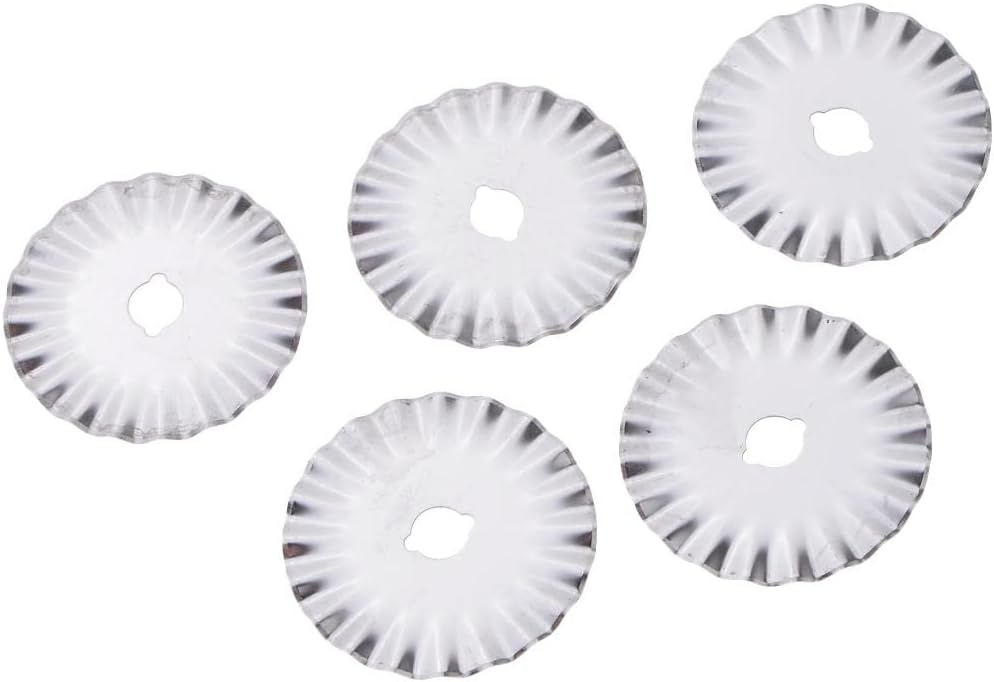5 Pieces Wave Rotary Cutter Blades Set - DIY Patchwork Sewing Quilting Cutting Blades Kit with Plastic Storage Case - Professional Grade Alloy Steel Blades for Leather, Paper,