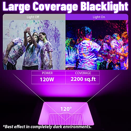 Thecham 80Ft Black Light Strip With Remote & 120W Outdoor Blacklight Flood Light Waterproof For Glow Party #TOP5