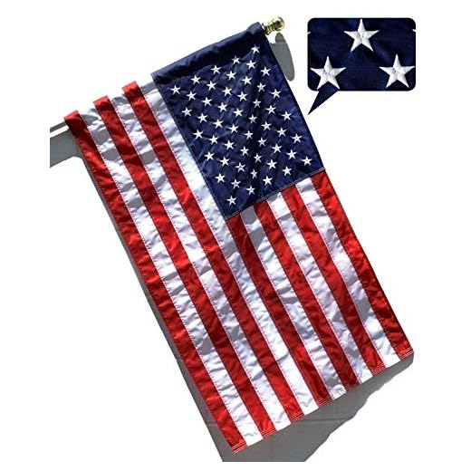 US Flag Factory - 2.5x4 FT American Flag (Sleeved) (Embroidered Stars, Sewn Stripes) - Outdoor SolarMax Nylon - 100% Made in America