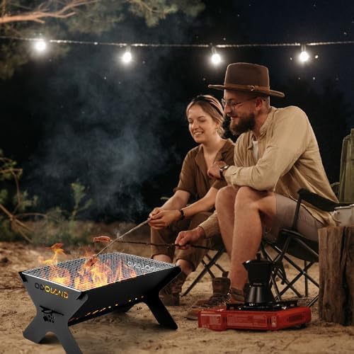 Odoland Portable Fire Pit for Outdoor Garden, 2 in 1 Wood Burning Fire Pit Grill with Detachable Cooking Grate for Outside, with Carry Bag — view 6
