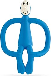 Matchstick Monkey, Original Teether & Gel Applicator, Antimicrobial Silicone Teething Toys for Baby, Easy to Grip, BPA Free, 3 Months Old+, 10.5 cm, Blue Monkey