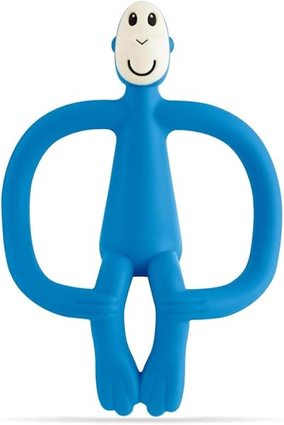 Matchstick Monkey, Original Teether & Gel Applicator, Antimicrobial Silicone Teething Toys for Baby, Easy to Grip, BPA Free, 3 Months Old+, 10.5 cm, Blue Monkey - 1