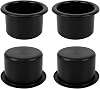 4 Pieces Plastic Cup Holder Inserts, 87mm Diameter Table Cup Holder Insert Black Car Drinks Holder for Sofa Couch RV Boat