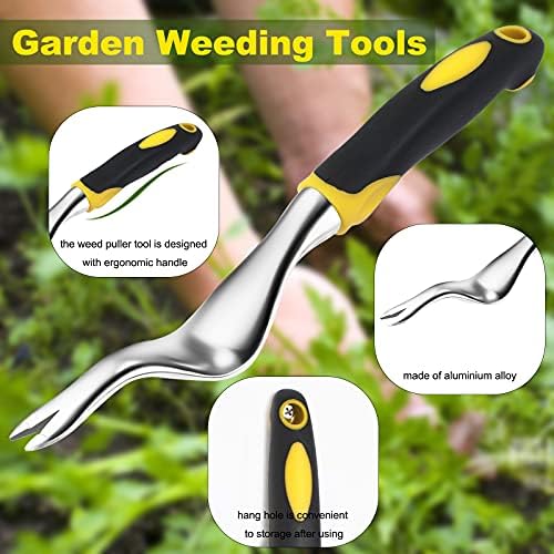 Garden Weeder Hand Weeding Tool Weed Removal Stainless Steel Handle Weed Deep Digger Grass Lawn Trimming Remover Fork Puller for Weeds Eradicate
