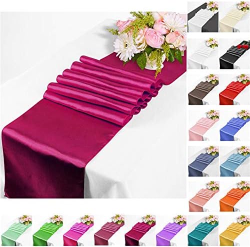 Time to Sparkle Satin Table Runners 12"x108"inch Chair Sashes Swags Wedding Party Table Decoration - Pink