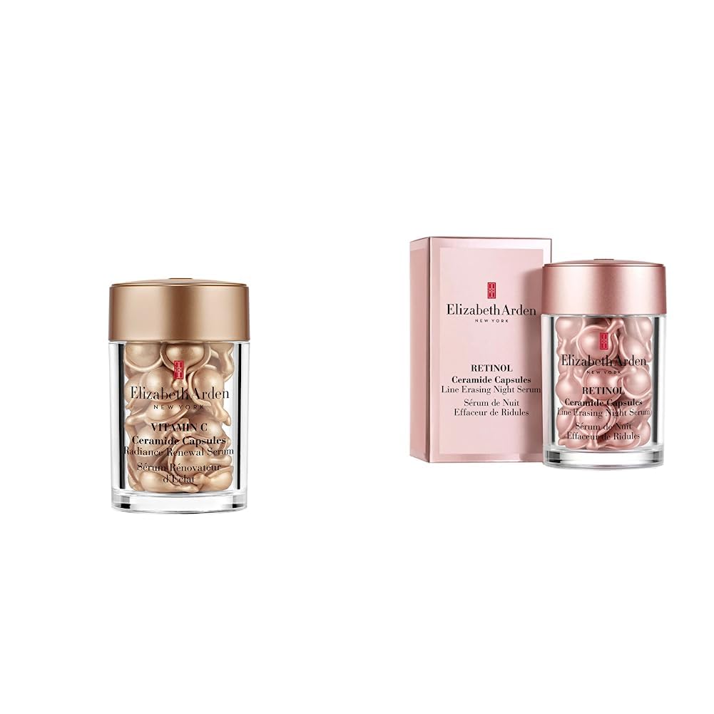 Elizabeth Arden Vitamin C Ceramide Capsulas, 30 Cápsulas, Sérum Potenciador de la Luminosidad & Retinol Ceramide Night Serum, 30 Cápsulas Ceramide con Retinol, Sérum de Noche Difuminador de Arrugas