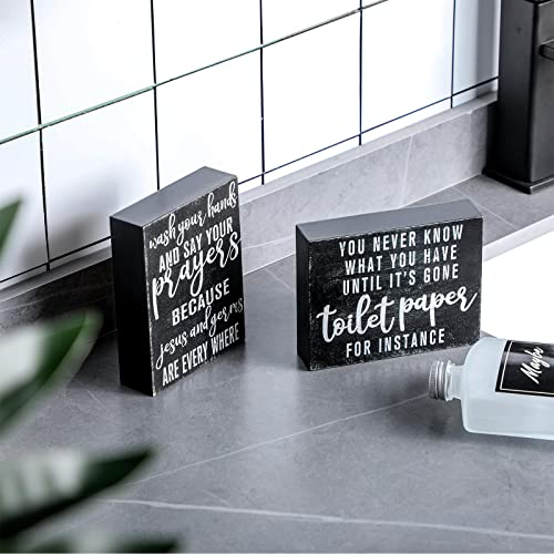 2 Pcs Bathroom Decor Classic Box Sign Funny Bathroom Farmhouse Decor Modern Rustic Home Decor Humor Toilet Box Plaque Restroom Wooden Decoration You Never Know What You Have Until It's Gone 5 X 4 Inch #TOP1