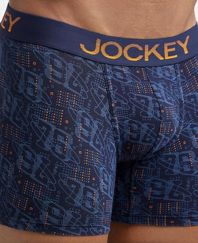 Image of Jockey FP23 Men's Super Combed Cotton Elastane Stretch Printed Trunk with Ultrasoft Waistband