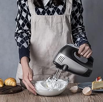 Hand Mixers Kitchen Handheld 5-Speed Best Kitchen Electric Hand Mixer with Turbo Boost Stainless Steel Accessories(2x Flat Beaters 2x Dough Hooks) For Egg White Whipping