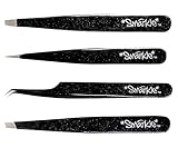 Professional Tweezer Set- 4 Tweezers + Case! Facial, Ear, Nose & Ingrown Hair Remover Treatment. Make Perfect Eyebrow Shapes with Manscaper Unibrow Trimmer: Learn How To Do Your Eyebrows On Fleek!