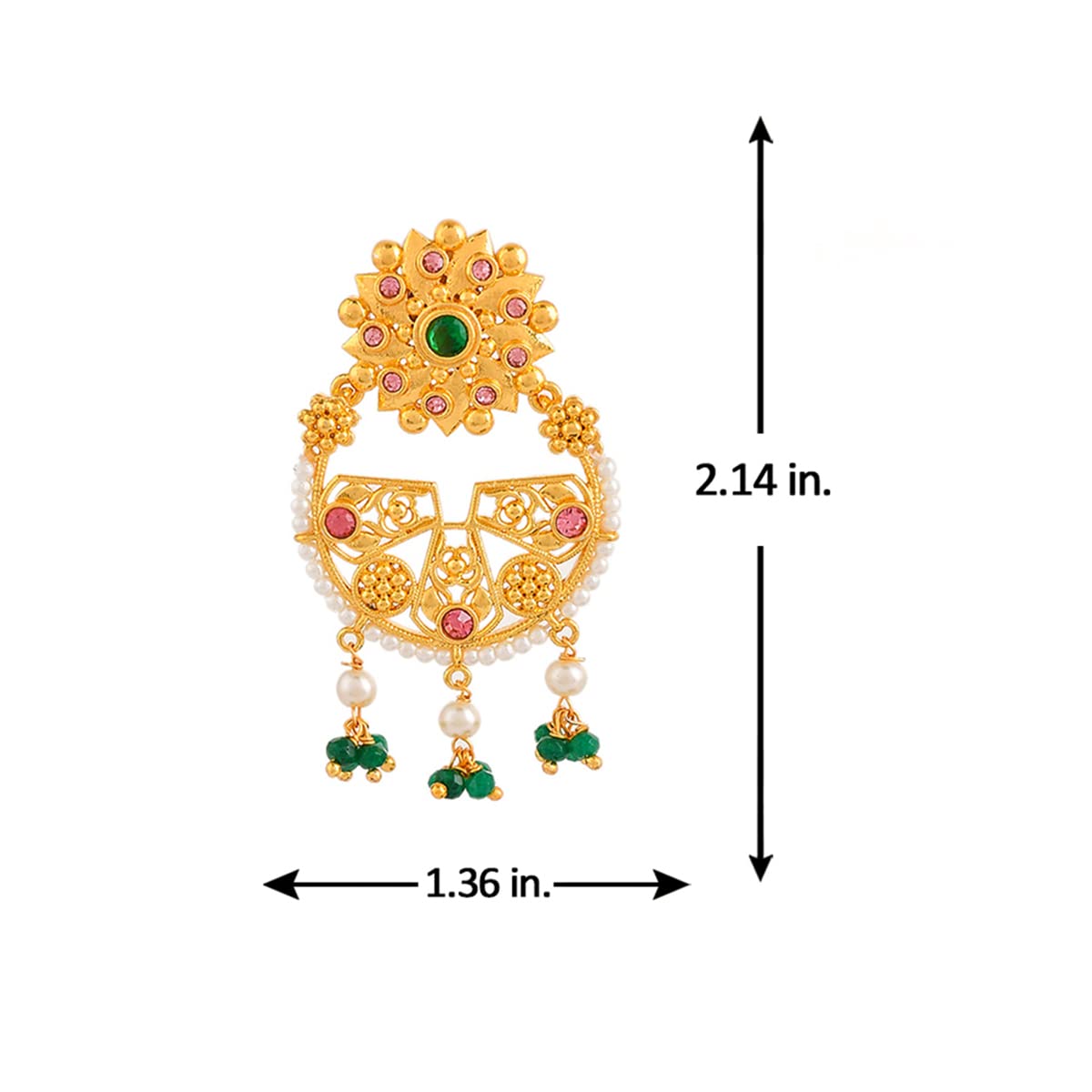 Abharan Green Stones and Pearls Earrings