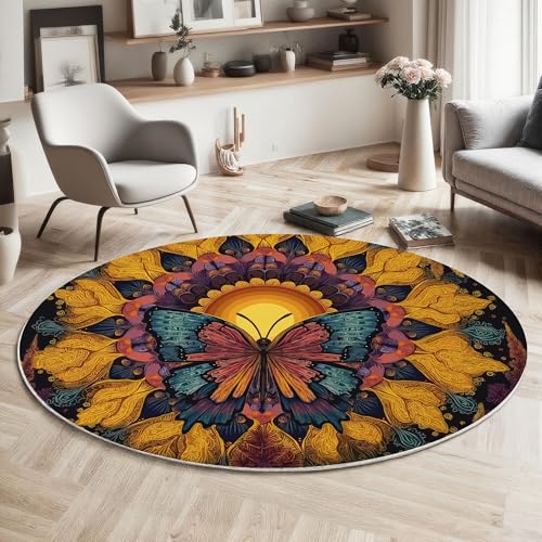 Tapis rond lavable en machine de 60 cm, la solution anti-taches et antidérapante pour chambre - 3
