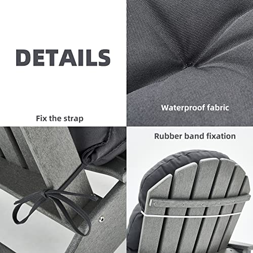 Kisun Adirondack/Rocking Chair Cushion, Waterproof, Weather-Resistant, Terrace, Doorway, Leisure Relaxation (Grey) #TOP4