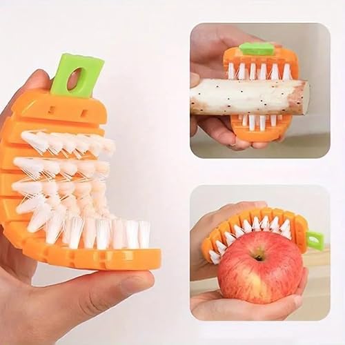Miniatura 5 de 2 Cepillos Flexibles De Limpieza De Verduras, Estropajo Multisuperficie Para Patatas Zanahorias, Herramienta De Cocina Con Mango Flexible, Diseño Que Ahorra Espacio Para Uso Doméstico Y Exterior