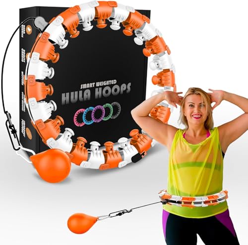 K-MART Smart Hula Ring Hoops, gewichteter Hula Circle 24, abnehmbarer Fitnessring mit 360-Grad-Auto-Spinning-Ball, Gymnastik, Massage, Fitness für Erwachsene zur Gewichtsabnahme