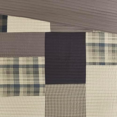 Woolrich Winter Hills Reversible Quilt Set - Cottage Styling Reversed to Solid Color, All Season Lightweight Coverlet, Cozy Bedding Layer, Matching Shams, Oversized King/Cal King, Plaid Tan 3 Piece - Image 8